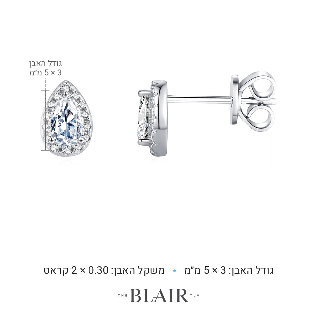 מידות עגילי טיפה נעם
